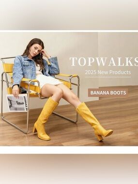Top Walks Mustard Yellow Knee High Faux Leather Block Heel Boots Women’s Size 10